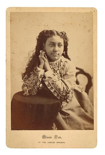 (MUSIC.) Two cabinet card photographs: The Fisk Jubilee Singers and one of Minnie Tate, a member of the group.